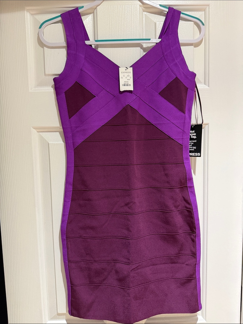 Express Two-Tone Purple Bandage Mini Dress